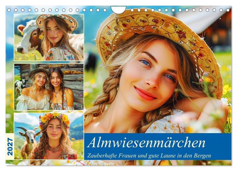 Almwiesenmärchen. Zauberhafte Frauen und gute Laune in den Bergen (Wandkalender 2027 DIN A4 quer) CALVENDO Monatskalender