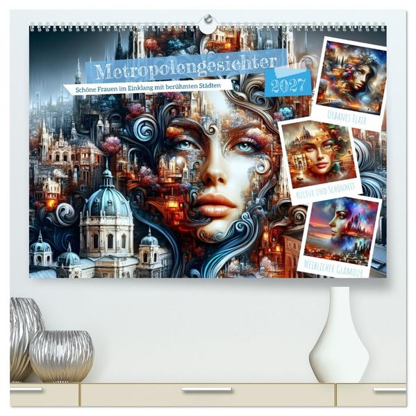 Metropolengesichter (hochwertiger Premium Wandkalender 2027 DIN A2 quer) Kunstdruck in Hochglanz