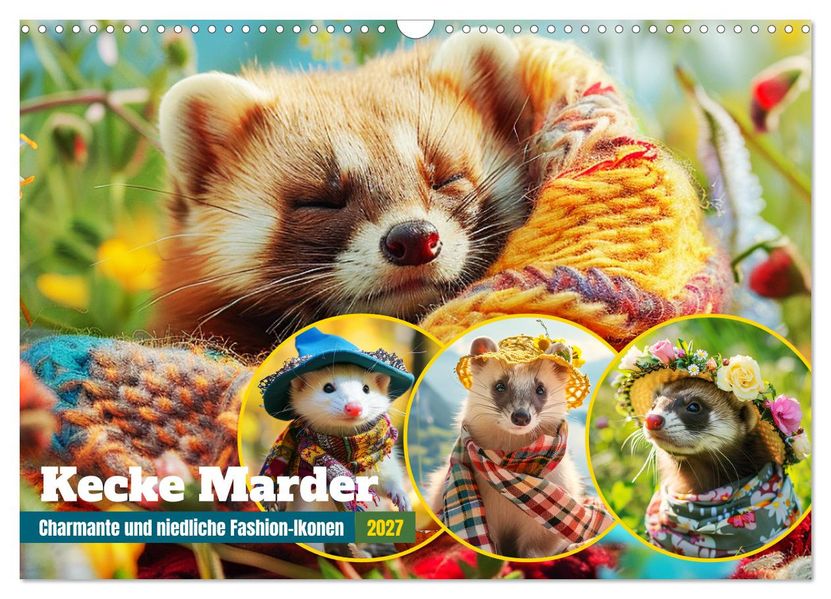 Kecke Marder. Charmante und niedliche Fashion-Ikonen (Wandkalender 2027 DIN A3 quer) CALVENDO Monatskalender