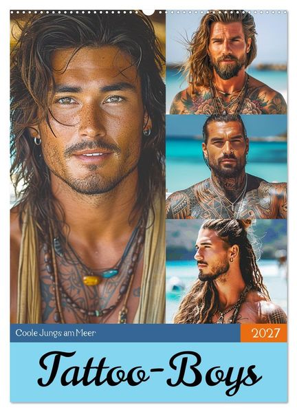 Tattoo-Boys. Coole Jungs am Meer (Wandkalender 2027 DIN A2 hoch) CALVENDO Monatskalender