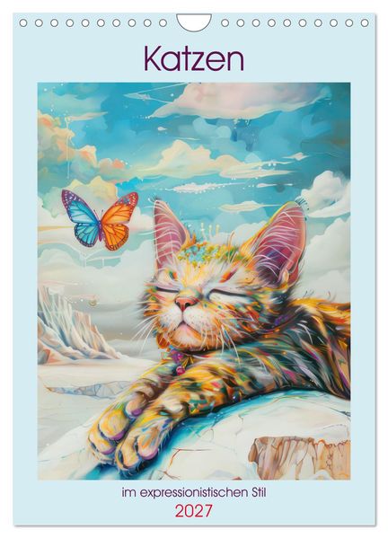 Katzen im expressionistischen Stil (Wandkalender 2027 DIN A4 hoch) CALVENDO Monatskalender