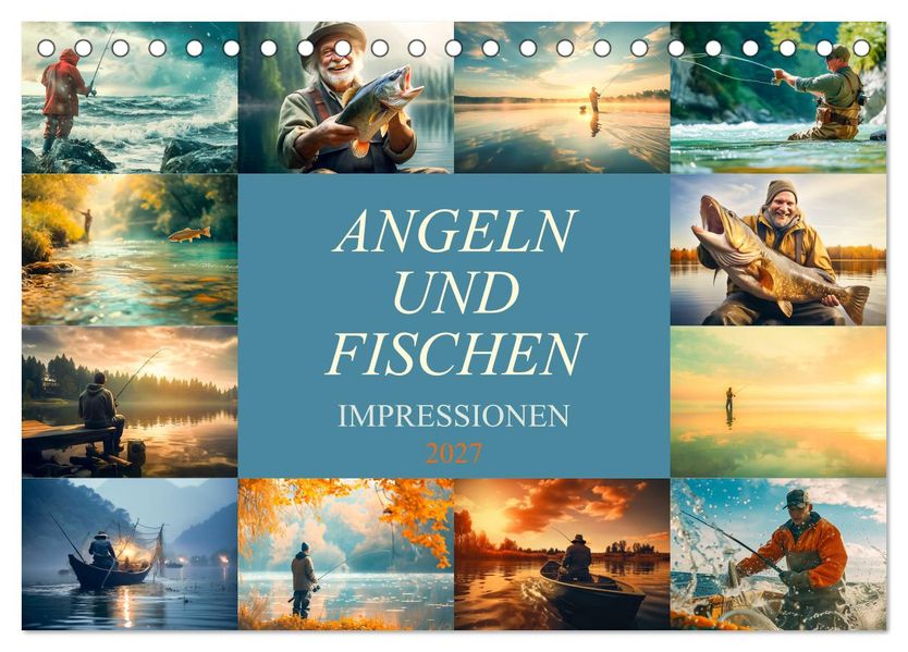 Angeln und Fischen Impressionen (Tischkalender 2027 DIN A5 quer) CALVENDO Monatskalender