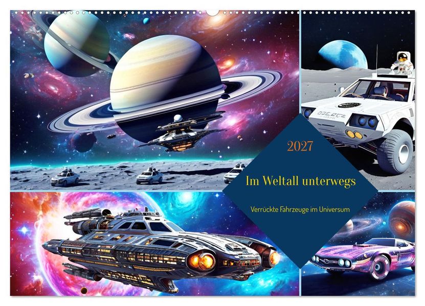 Im Weltall unterwegs - Verrückte Fahrzeuge im Universum (Wandkalender 2027 DIN A2 quer) CALVENDO Monatskalender