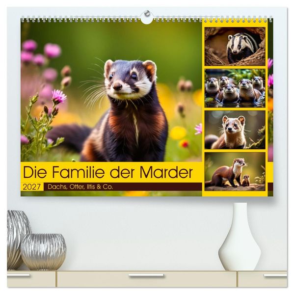 Die Familie der Marder (hochwertiger Premium Wandkalender 2027 DIN A2 quer) Kunstdruck in Hochglanz