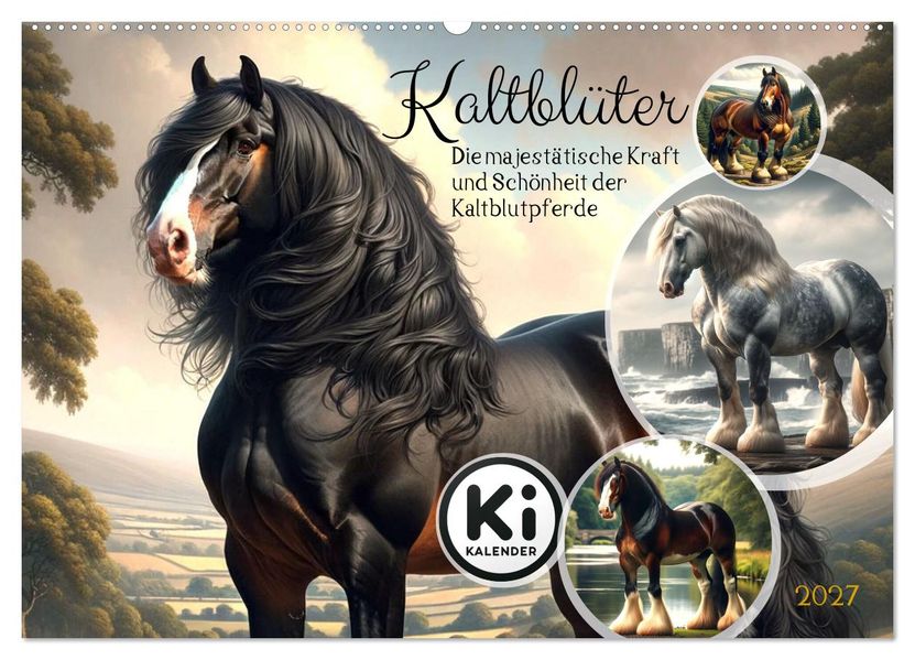 Kaltblüter - Die majestätische Kraft und Schönheit der Kaltblutpferde (Wandkalender 2027 DIN A2 quer) CALVENDO Monatskalender