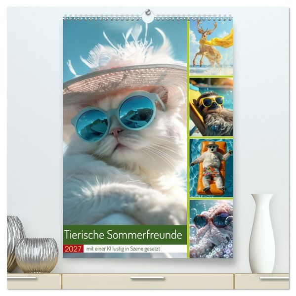 Tierische Sommerfreunde (hochwertiger Premium Wandkalender 2027 DIN A2 hoch) Kunstdruck in Hochglanz