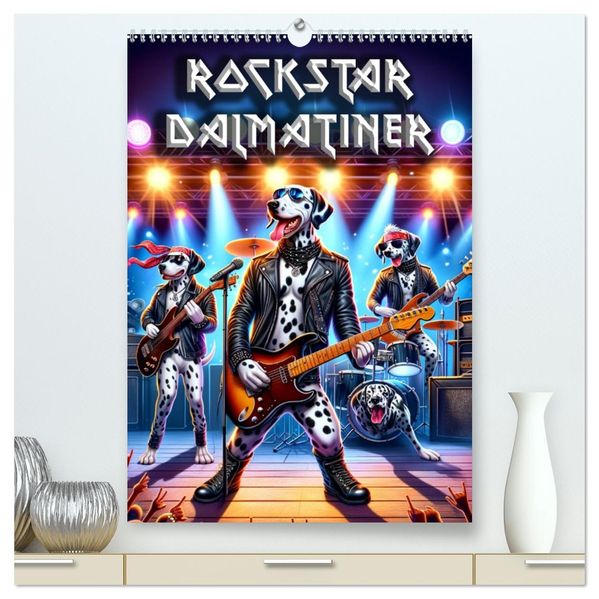 Rockstar Dalmatiner (hochwertiger Premium Wandkalender 2027 DIN A2 hoch) Kunstdruck in Hochglanz