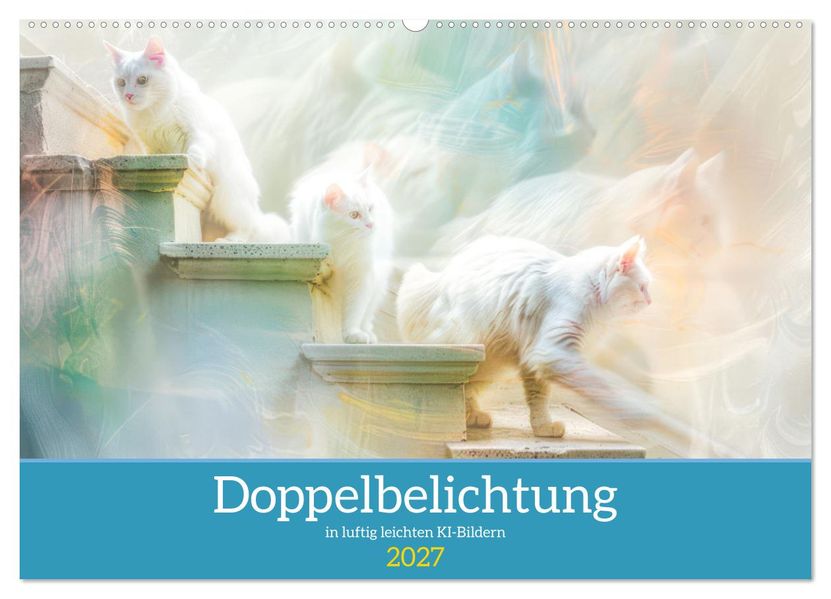 Doppelbelichtung in luftig leichten KI-Bildern (Wandkalender 2027 DIN A2 quer) CALVENDO Monatskalender
