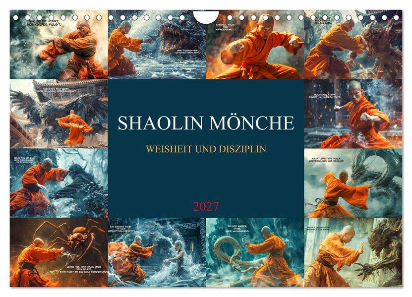 Shaolin Mönche - Weisheit und Disziplin (Wandkalender 2027 DIN A4 quer) CALVENDO Monatskalender