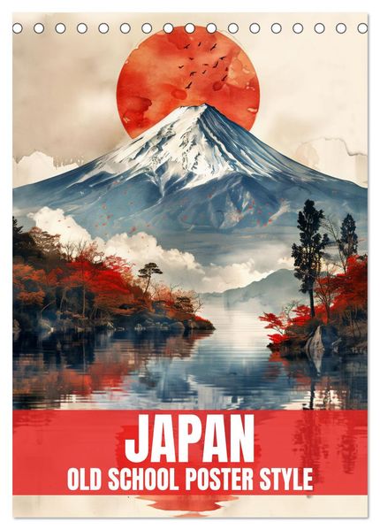 Japan - Old School Poster Style (Tischkalender 2027 DIN A5 hoch) CALVENDO Monatskalender