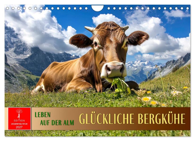 Glückliche Bergkühe - Leben auf der Alm (Wandkalender 2027 DIN A4 quer) CALVENDO Monatskalender