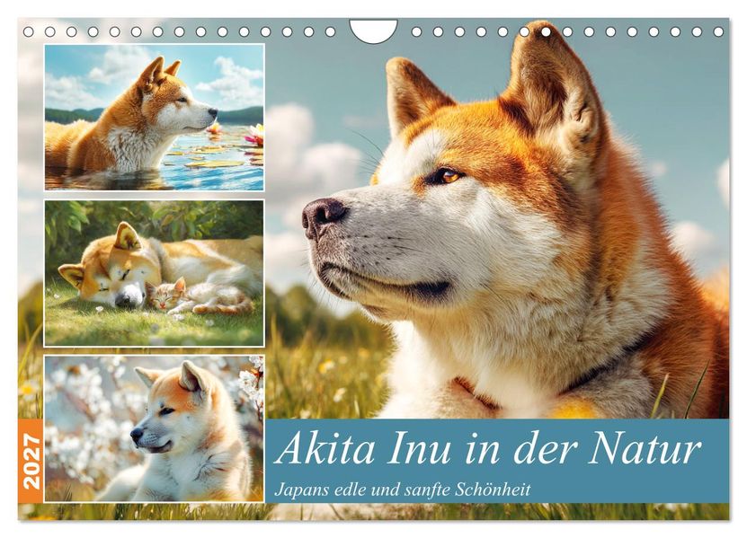 Akita Inu in der Natur. Japans edle und sanfte Schönheit (Wandkalender 2027 DIN A4 quer) CALVENDO Monatskalender