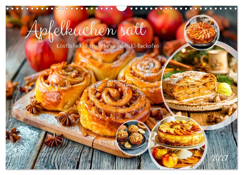 Apfelkuchen satt - Köstliche Kunstwerke aus dem KI-Backofen (Wandkalender 2027 DIN A3 quer) CALVENDO Monatskalender