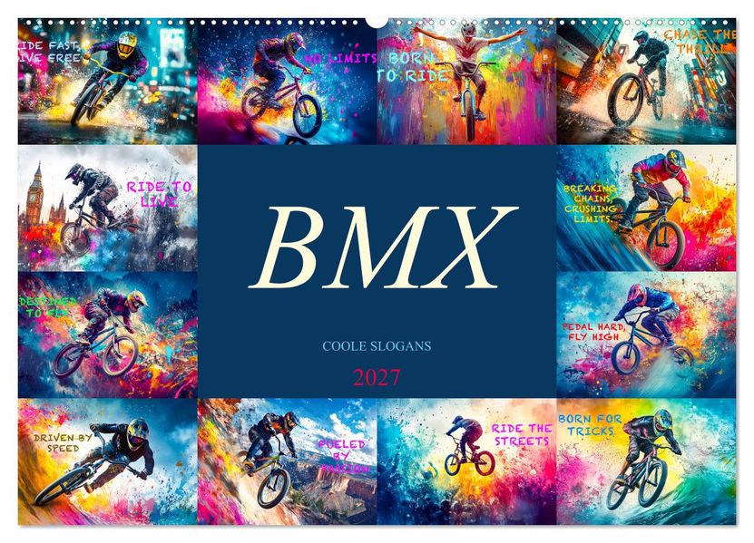BMX - Coole Slogans (Wandkalender 2027 DIN A2 quer) CALVENDO Monatskalender
