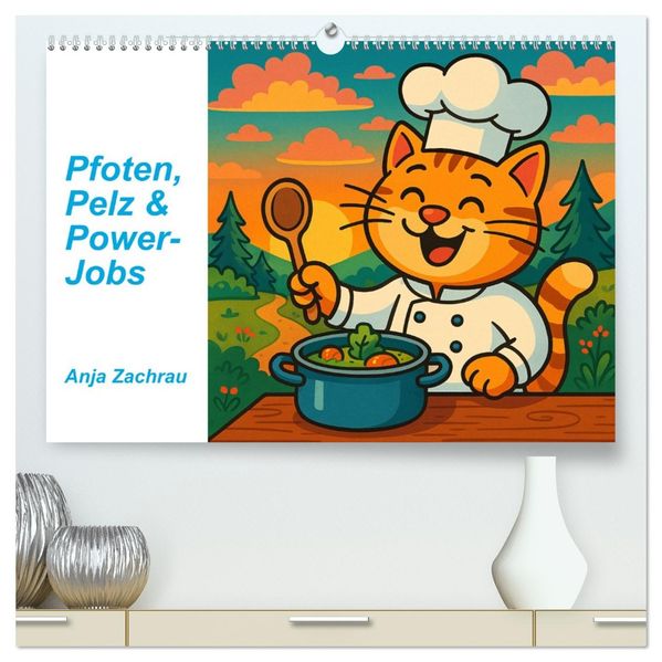 Pfoten Pelz & Power-Jobs (hochwertiger Premium Wandkalender 2027 DIN A2 quer) Kunstdruck in Hochglanz