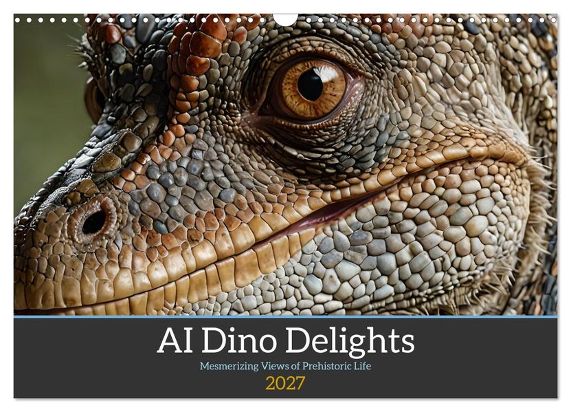 AI Dino Delights Mesmerizing Views of Prehistoric Life (Wall Calendar 2027 DIN A3 landscape) CALVENDO 12 Month Wall Calendar