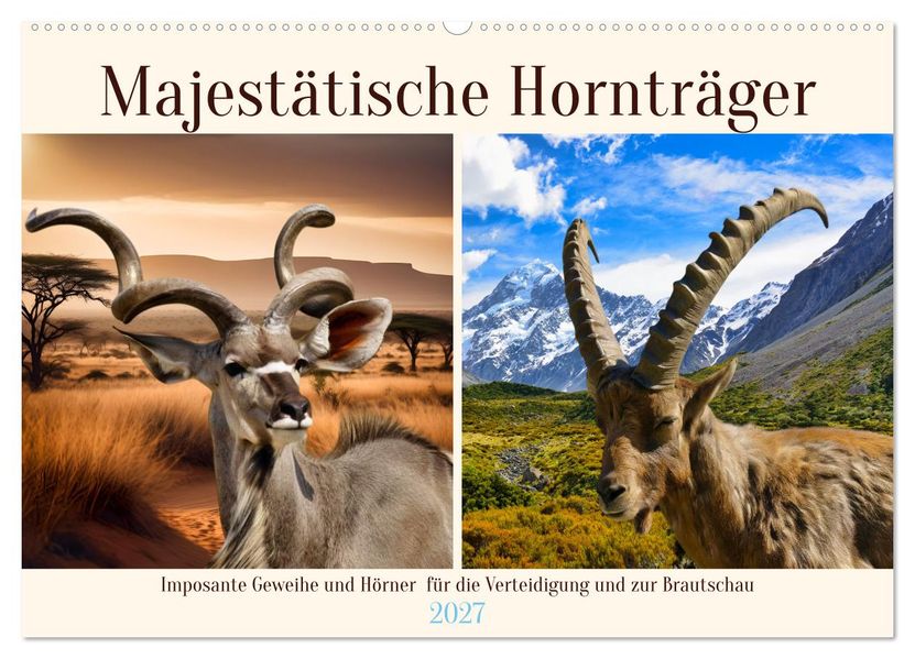 Majestätische Hornträger (Wandkalender 2027 DIN A2 quer) CALVENDO Monatskalender
