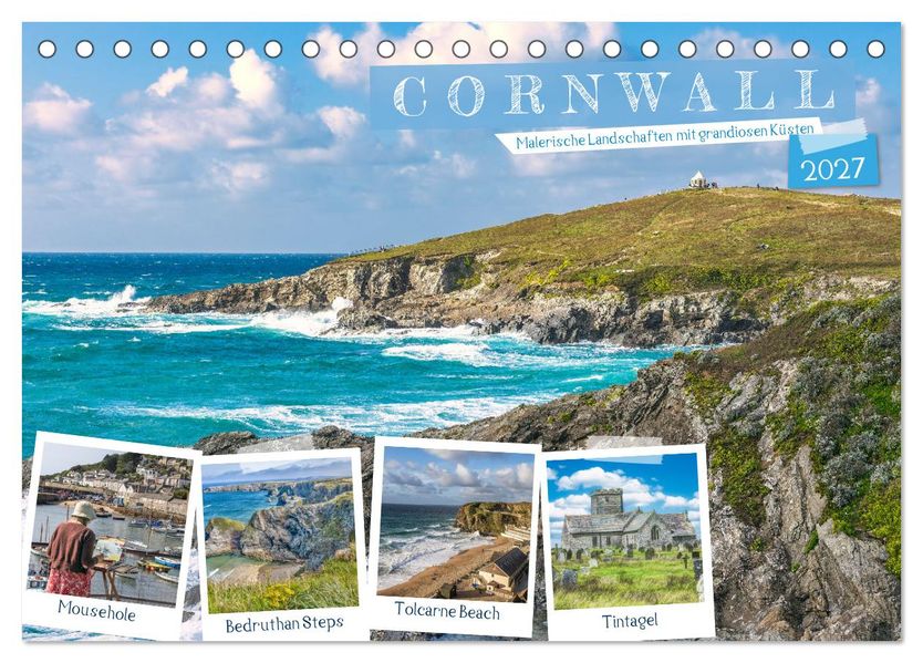 Cornwall - Malerische Landschaften mit grandiosen Küsten (Tischkalender 2027 DIN A5 quer) CALVENDO Monatskalender