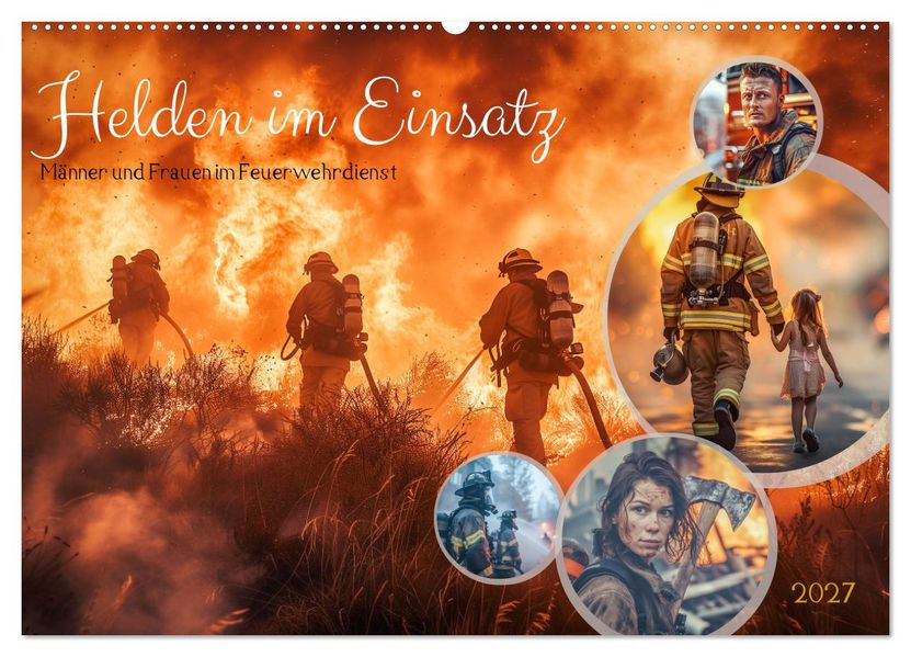 Helden im Einsatz - Männer und Frauen im Feuerwehrdienst (Wandkalender 2027 DIN A2 quer) CALVENDO Monatskalender