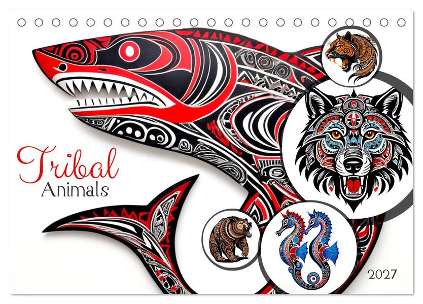 Tribal animals (Desk Calendar 2027 DIN A5 landscape) CALVENDO 12 Month DeskCalendar