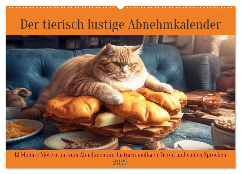 Der tierisch lustige Abnehmkalender (Wandkalender 2027 DIN A2 quer) CALVENDO Monatskalender