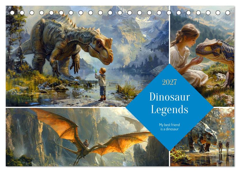 Dinosaur Legends (Desk Calendar 2027 DIN A5 landscape) CALVENDO 12 Month DeskCalendar