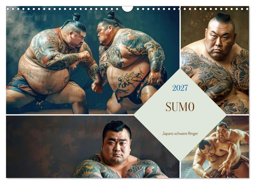 Sumo - Japans schwere Ringer (Wandkalender 2027 DIN A3 quer) CALVENDO Monatskalender