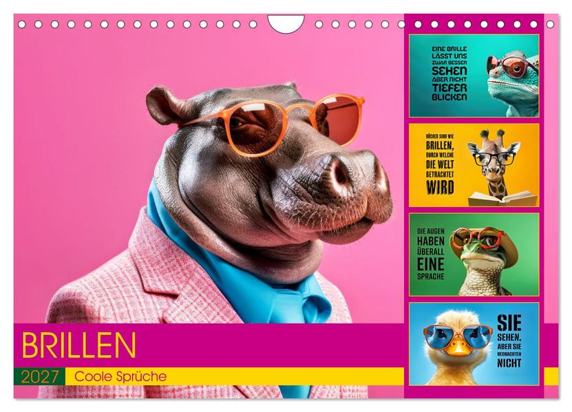 BRILLEN - coole Sprüche (Wandkalender 2027 DIN A4 quer) CALVENDO Monatskalender