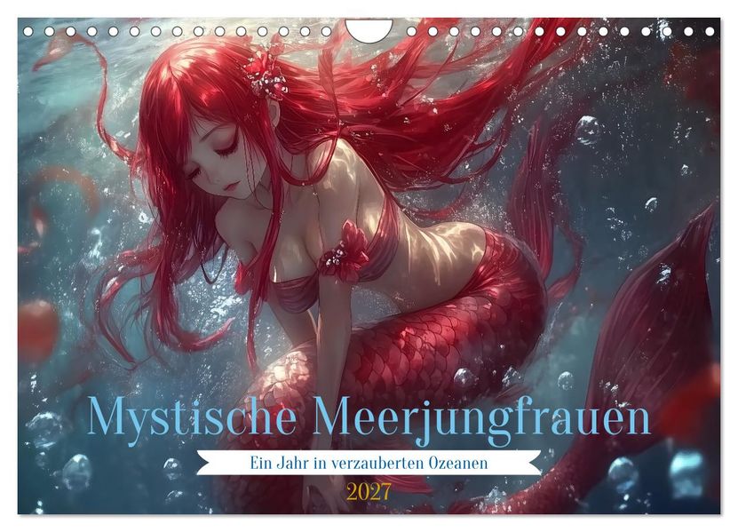 Mystische Meerjungfrauen: Ein Jahr in verzauberten Ozeanen (Wandkalender 2027 DIN A4 quer) CALVENDO Monatskalender