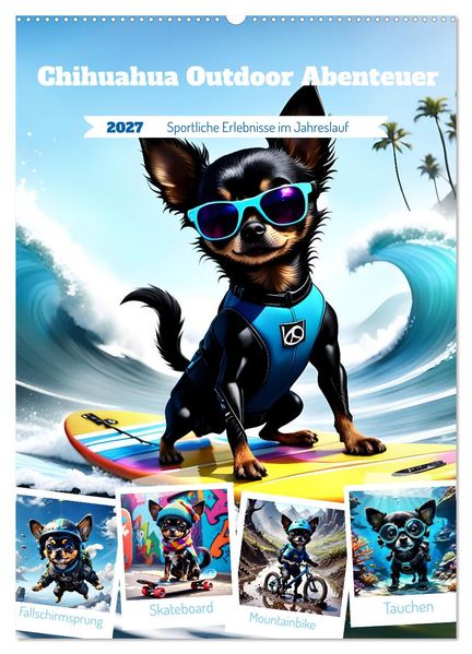 Chihuahua Outdoor Abenteuer (Wandkalender 2027 DIN A2 hoch) CALVENDO Monatskalender