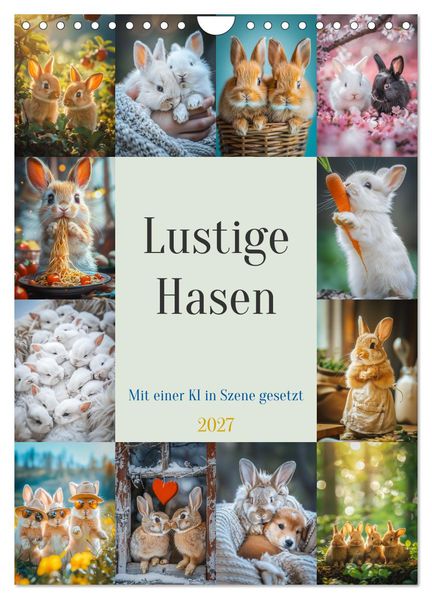 Lustige Hasen (Wandkalender 2027 DIN A4 hoch) CALVENDO Monatskalender