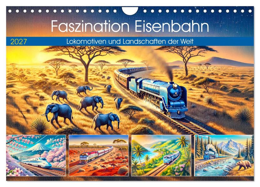Faszination Eisenbahn - Lokomotiven und Landschaften der Welt (Wandkalender 2027 DIN A4 quer) CALVENDO Monatskalender