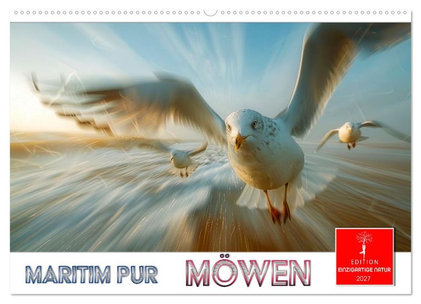 Maritim pur - Möwen (Wandkalender 2027 DIN A2 quer) CALVENDO Monatskalender