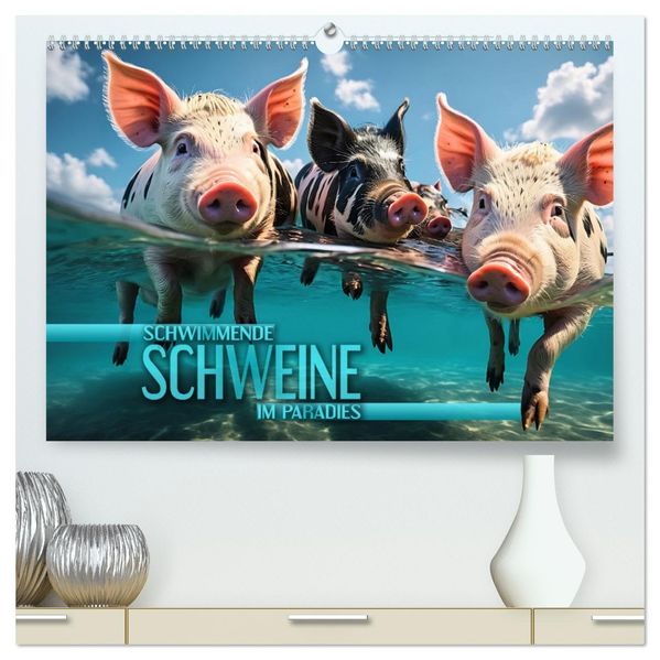 Schwimmende Schweine im Paradies (hochwertiger Premium Wandkalender 2027 DIN A2 quer) Kunstdruck in Hochglanz