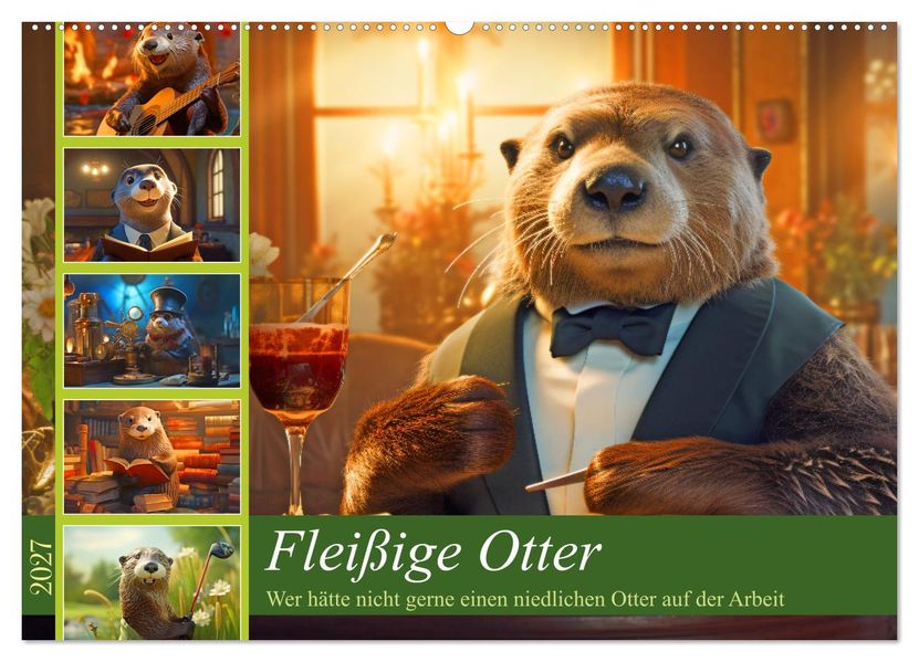 Fleißige Otter - Wer hätte nicht gerne einen niedlichen Otter auf der Arbeit (Wandkalender 2027 DIN A2 quer) CALVENDO Monatskalender