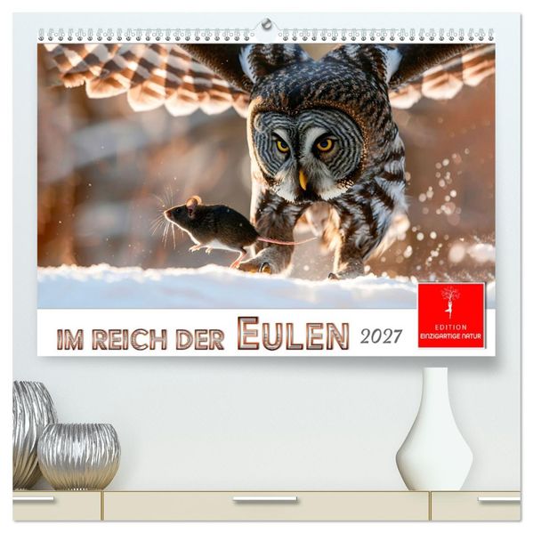 Im Reich der Eulen (hochwertiger Premium Wandkalender 2027 DIN A2 quer) Kunstdruck in Hochglanz