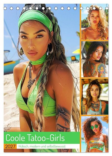 Coole Tatoo-Girls. Hübsch modern und selbstbewusst (Tischkalender 2027 DIN A5 hoch) CALVENDO Monatskalender