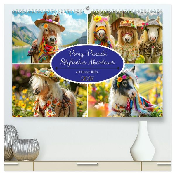 Pony-Parade. Stylisches Abenteuer auf kleinen Hufen (hochwertiger Premium Wandkalender 2027 DIN A2 quer) Kunstdruck in Hochglanz