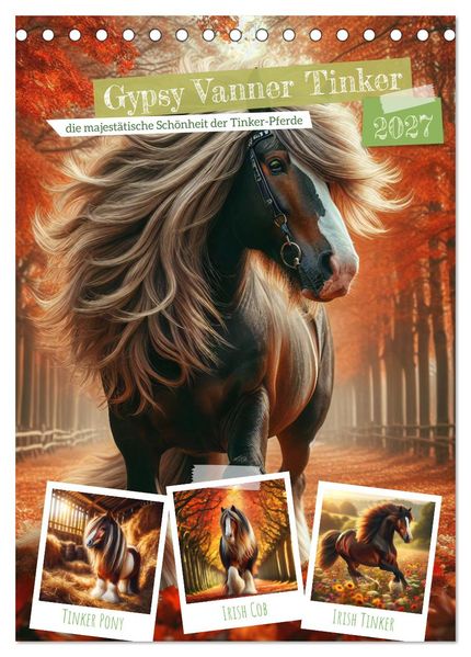 Gypsy Vanner Tinker - die majestätische Schönheit der Tinker-Pferde (Tischkalender 2027 DIN A5 hoch) CALVENDO Monatskalender