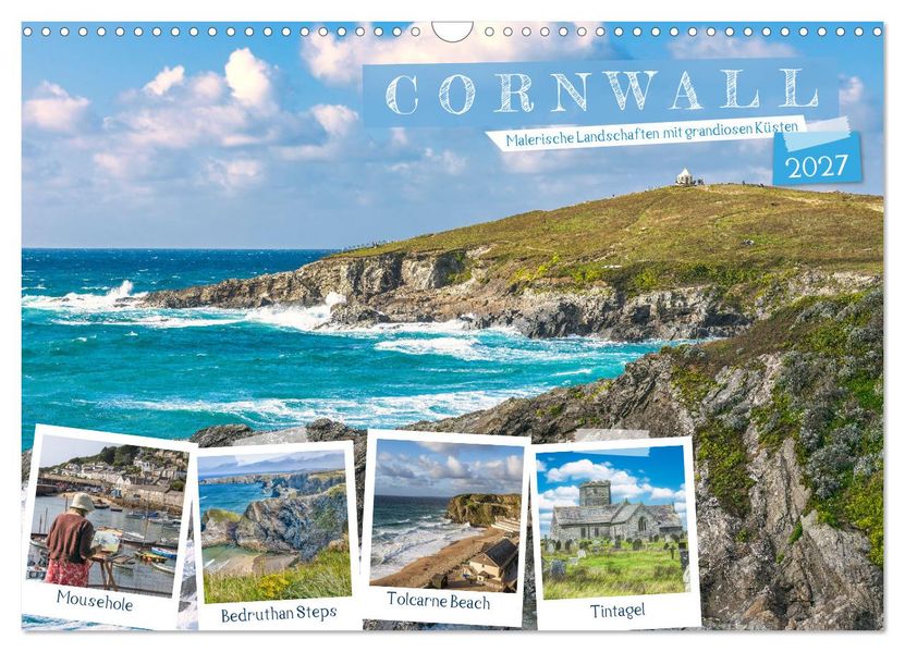 Cornwall - Malerische Landschaften mit grandiosen Küsten (Wandkalender 2027 DIN A3 quer) CALVENDO Monatskalender