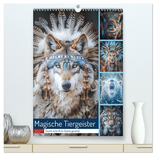 Magische Tiergeister (hochwertiger Premium Wandkalender 2027 DIN A2 hoch) Kunstdruck in Hochglanz