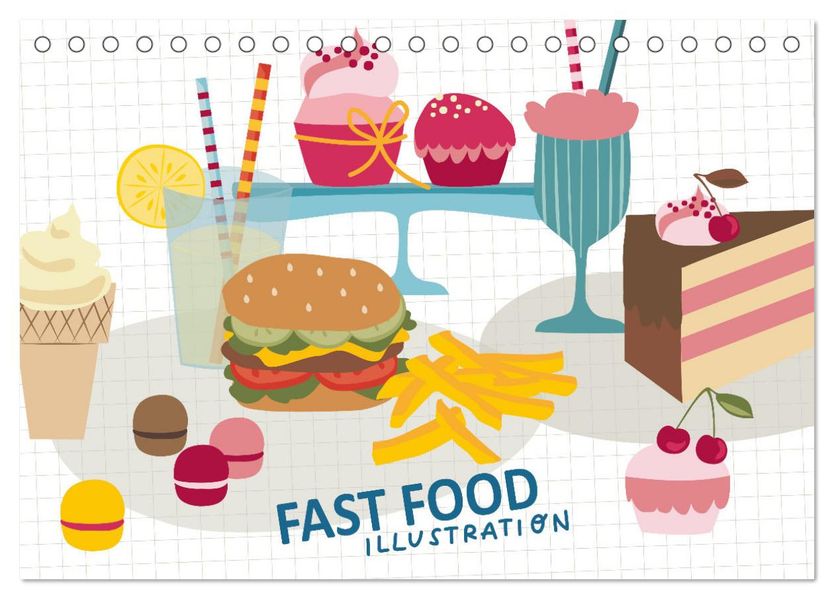 Fast Food Illustration (Tischkalender 2027 DIN A5 quer) CALVENDO Monatskalender