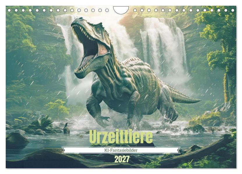 Urzeittiere - KI-Fantasiebilder (Wandkalender 2027 DIN A4 quer) CALVENDO Monatskalender