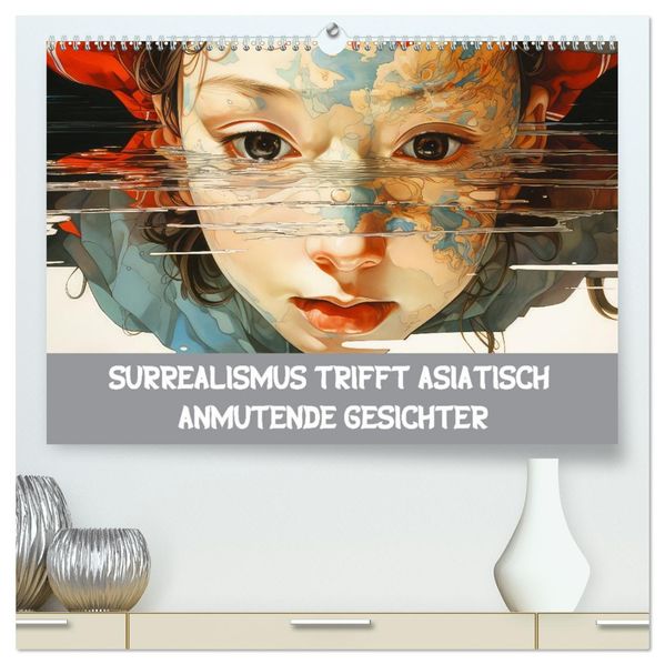 Surrealismus trifft asiatisch anmutende Gesichter (hochwertiger Premium Wandkalender 2027 DIN A2 quer) Kunstdruck in Hochglanz