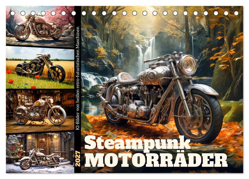 Steampunk Motorräder (Tischkalender 2027 DIN A5 quer) CALVENDO Monatskalender