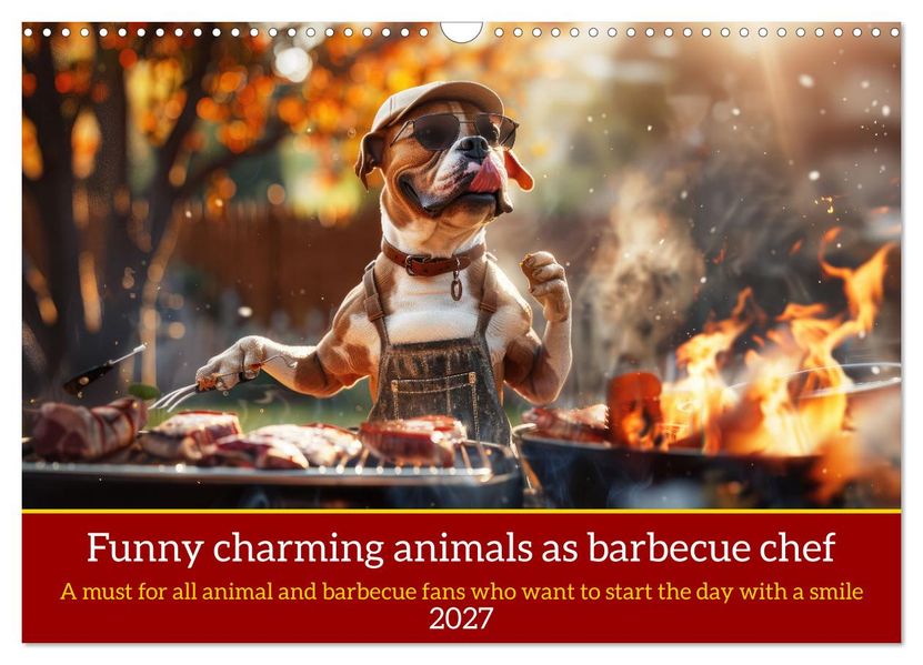 Funny charming animals as barbecue chef (Wall Calendar 2027 DIN A3 landscape) CALVENDO 12 Month Wall Calendar