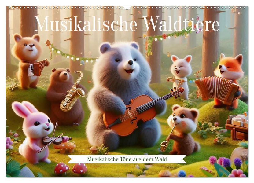 Musikalische Waldtiere (Wandkalender 2027 DIN A2 quer) CALVENDO Monatskalender
