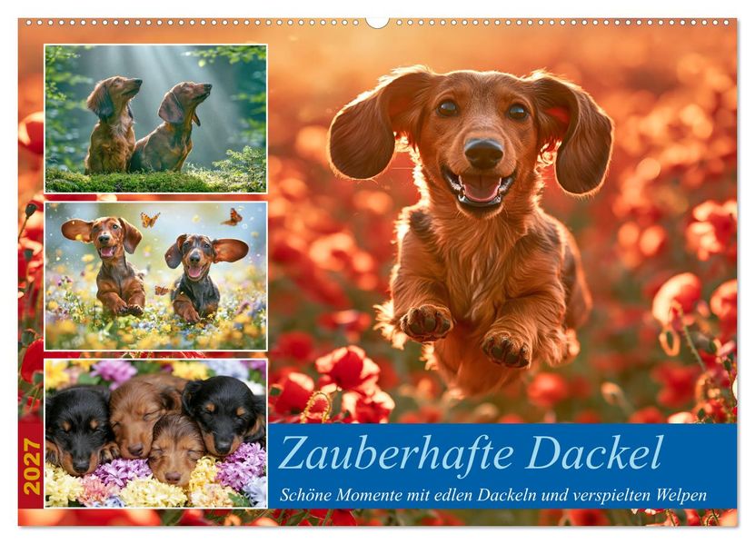 Zauberhafte Dackel (Wandkalender 2027 DIN A2 quer) CALVENDO Monatskalender