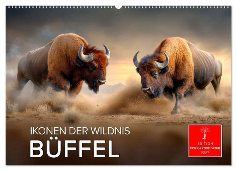 Büffel - Ikonen der Wildnis (Wandkalender 2027 DIN A2 quer) CALVENDO Monatskalender