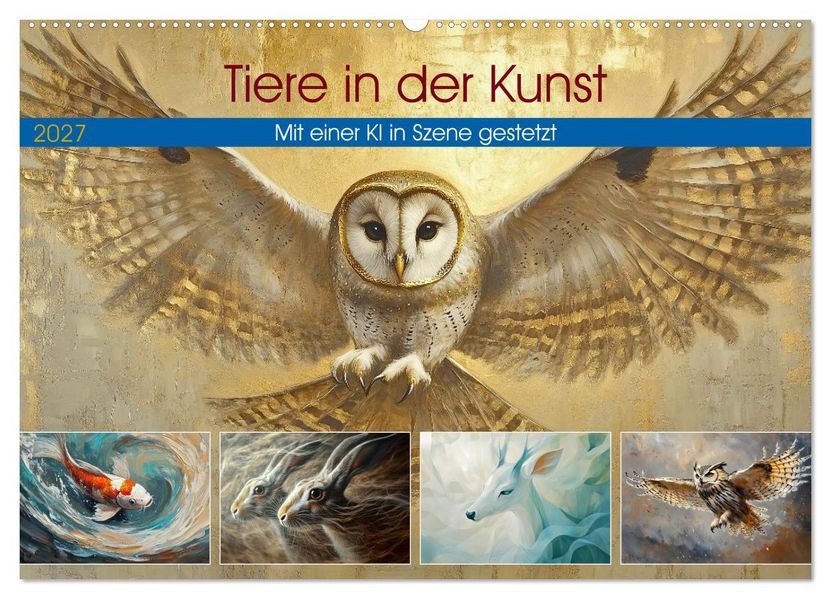 Tiere in der Kunst (Wandkalender 2027 DIN A2 quer) CALVENDO Monatskalender